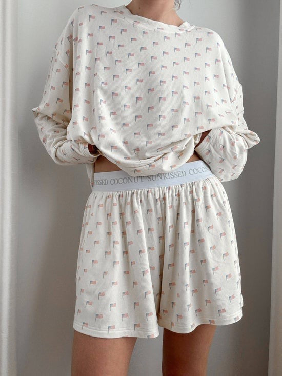 White American Flag Pajama Pattern Top