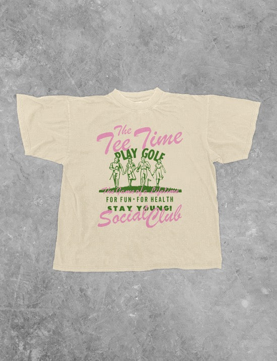 The Tee Time Social Club, Golf Boxy Cotton T-Shirt