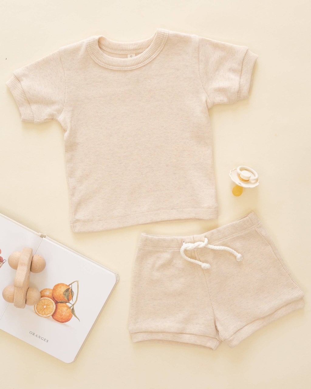 Ribbed Shortie Set Oatmeal