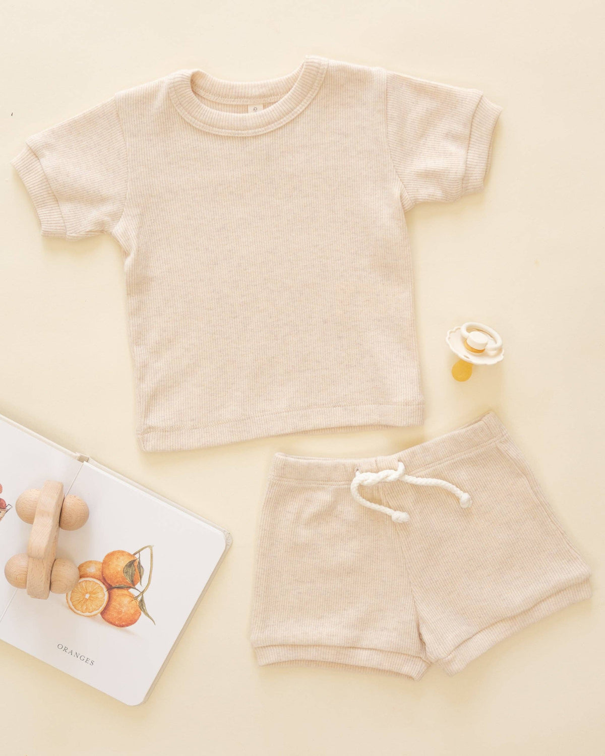 Ribbed Shortie Set Oatmeal