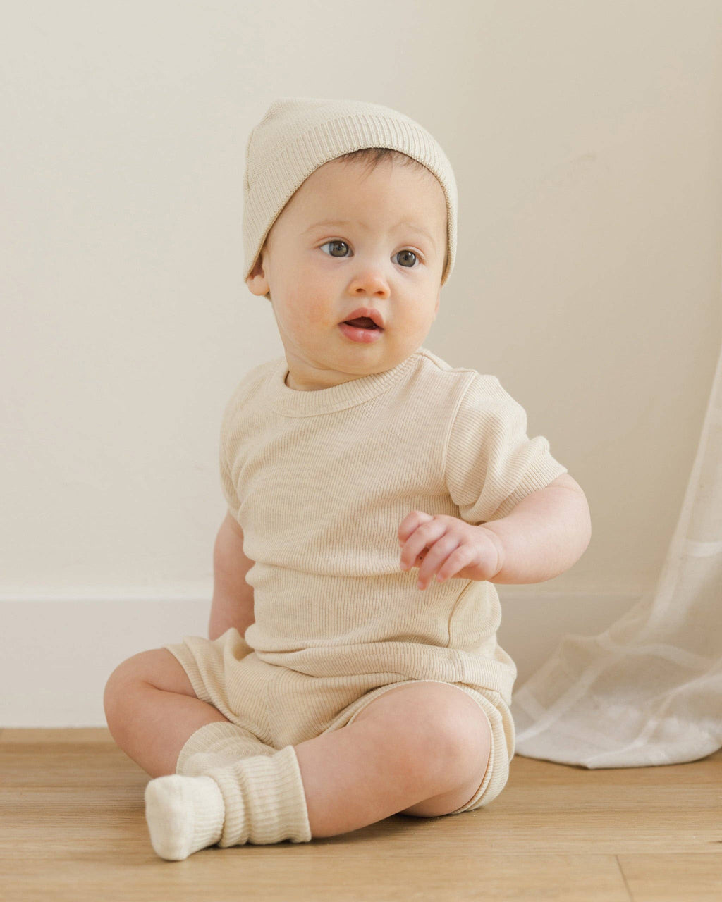 Ribbed Shortie Set Oatmeal