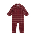 Mishka Flannel Lined Collar Romper - Pomegranate Plaid