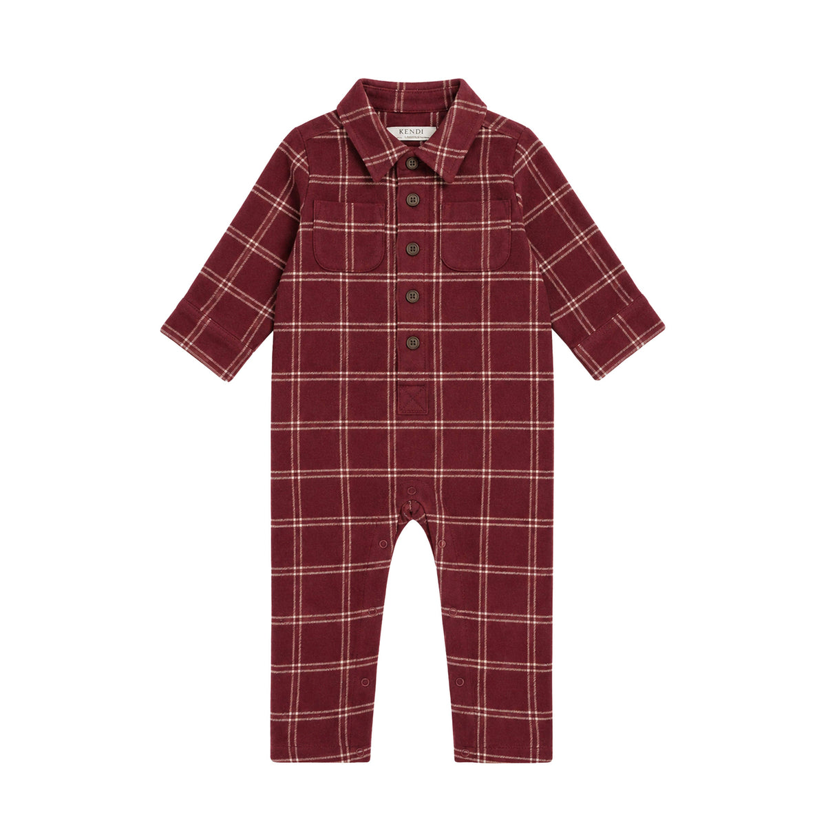 Mishka Flannel Lined Collar Romper - Pomegranate Plaid