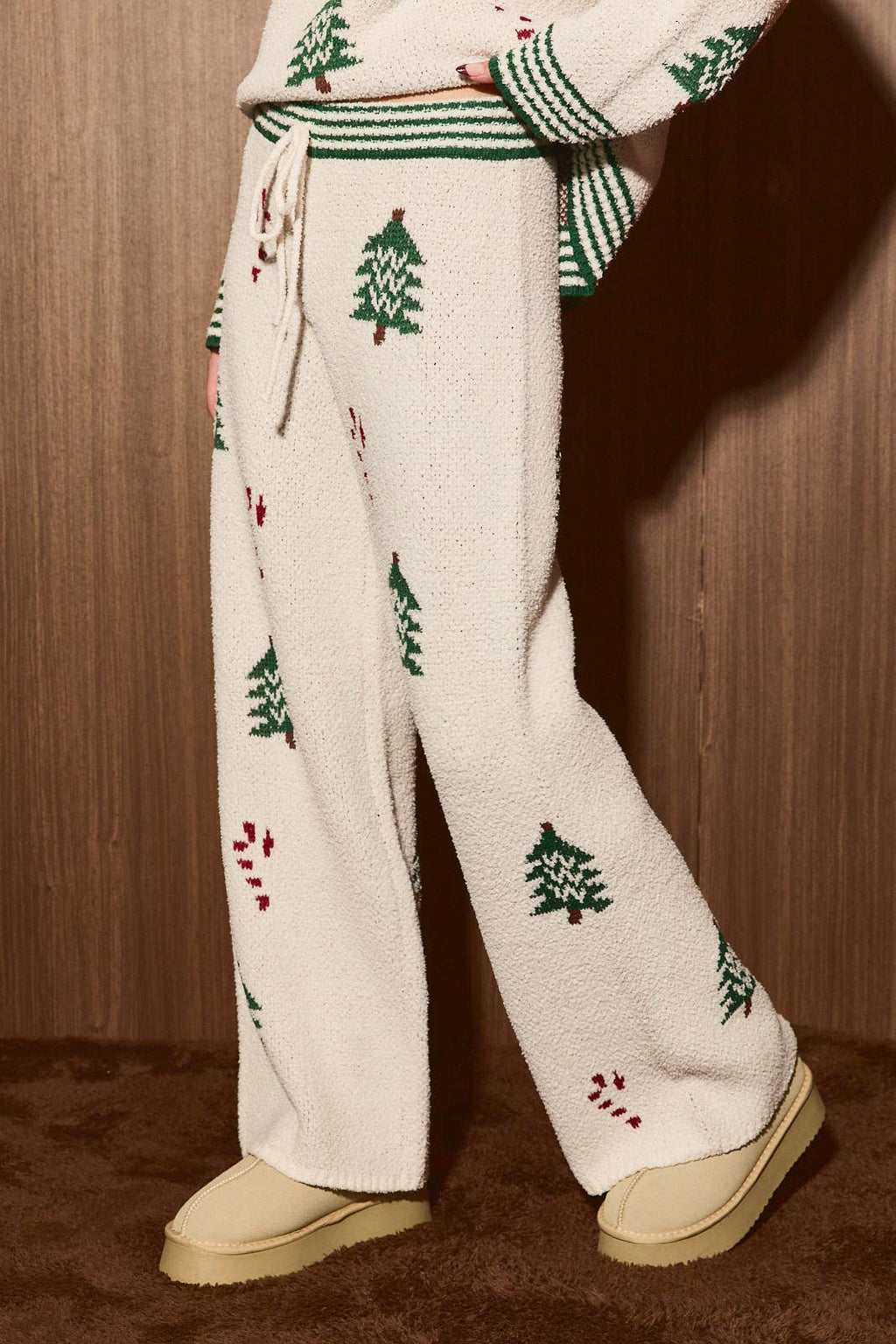 Christmas Tree Wide Leg Sweater Pants