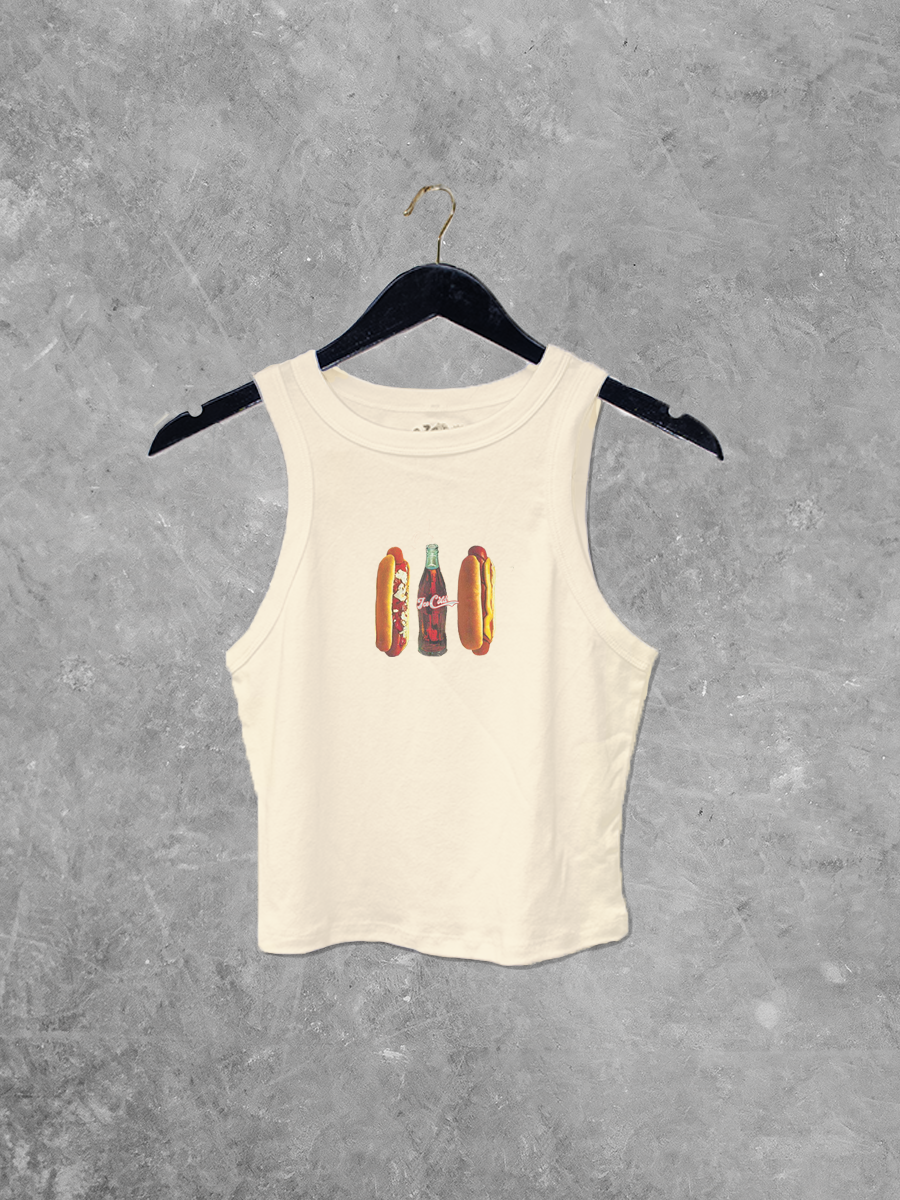 Hots Dogs & Ice Cold Drink, Americana Summer Micro-Ribbed Tank