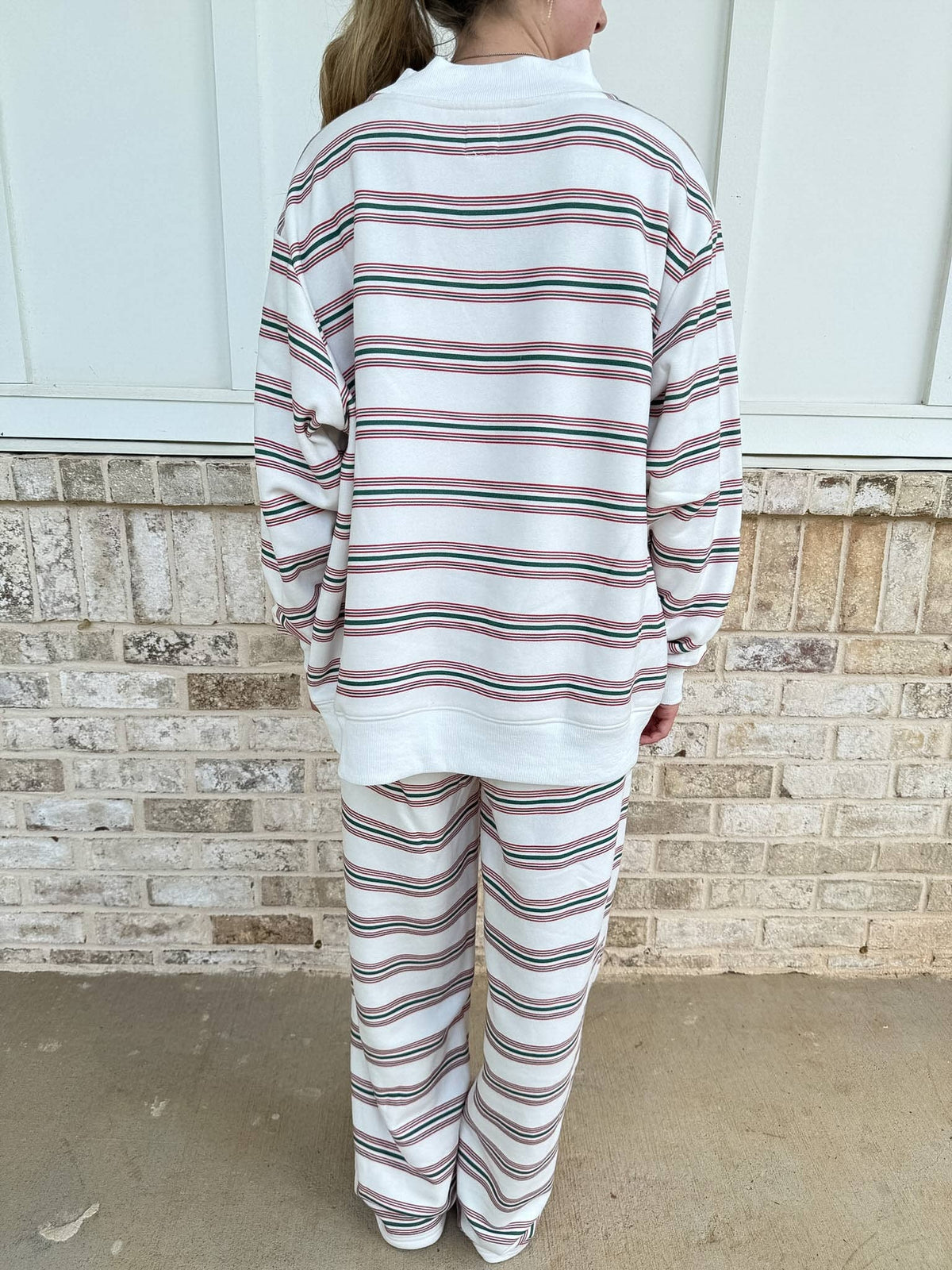 Christmas Cheer Striped 100% Cotton French Terry Flare Sweatpants