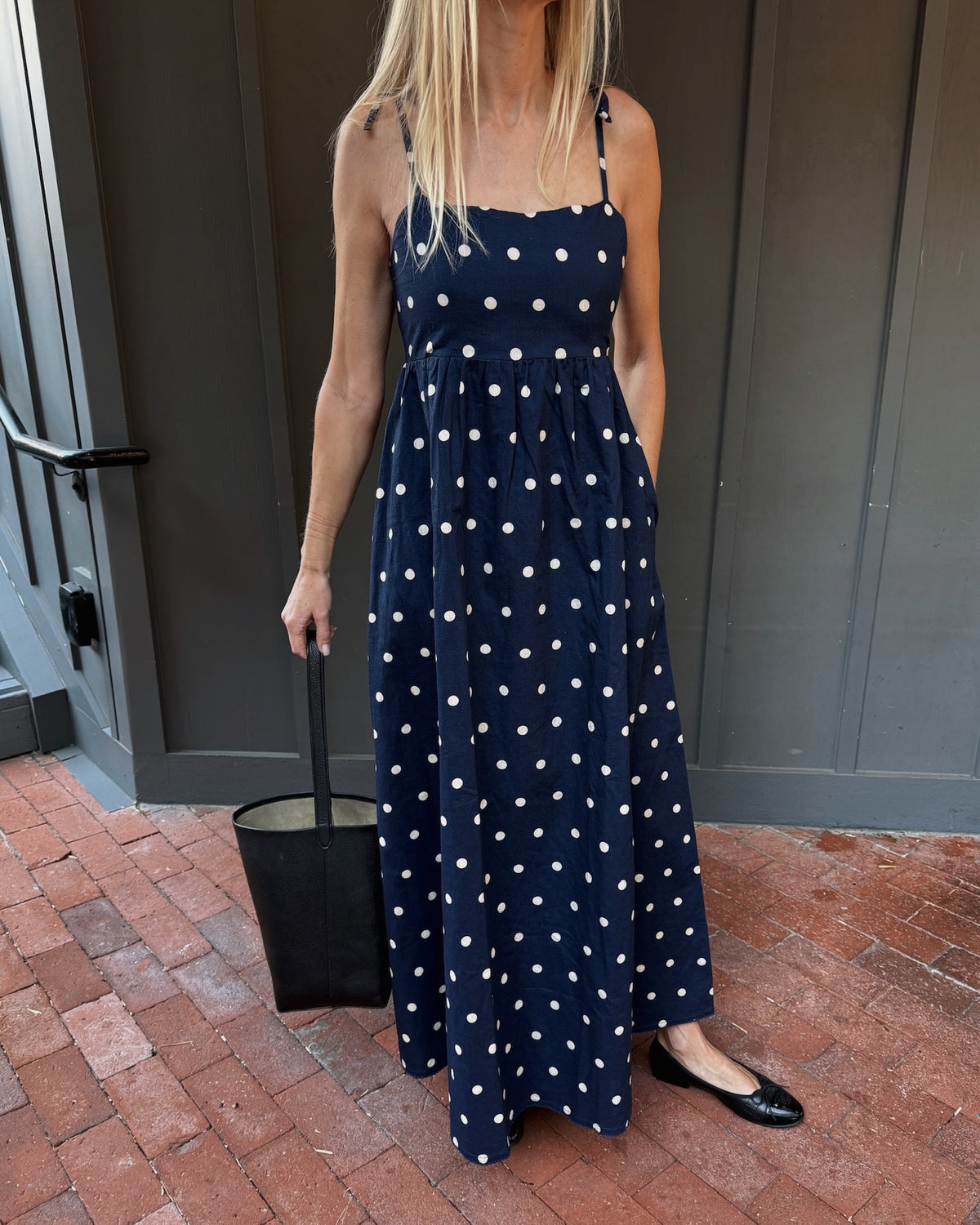 Valory Maxi Dress in Navy Dots