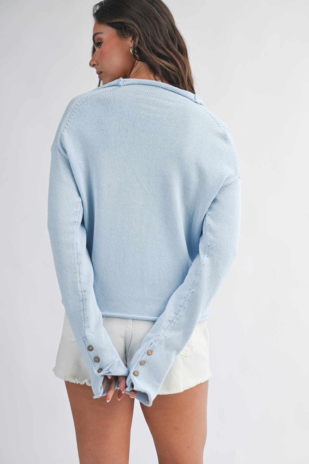 Button Cropped Sweater