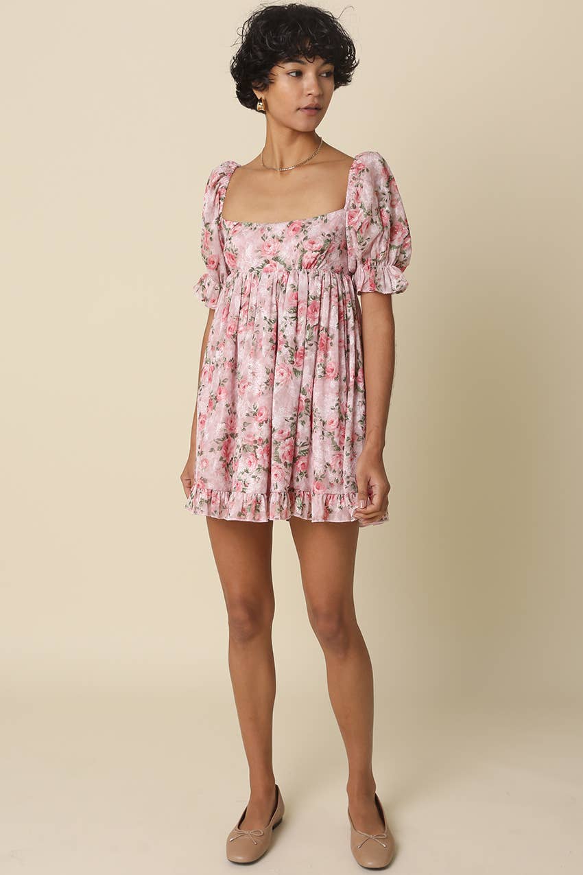 Briley Floral Puff-Sleeve Dress