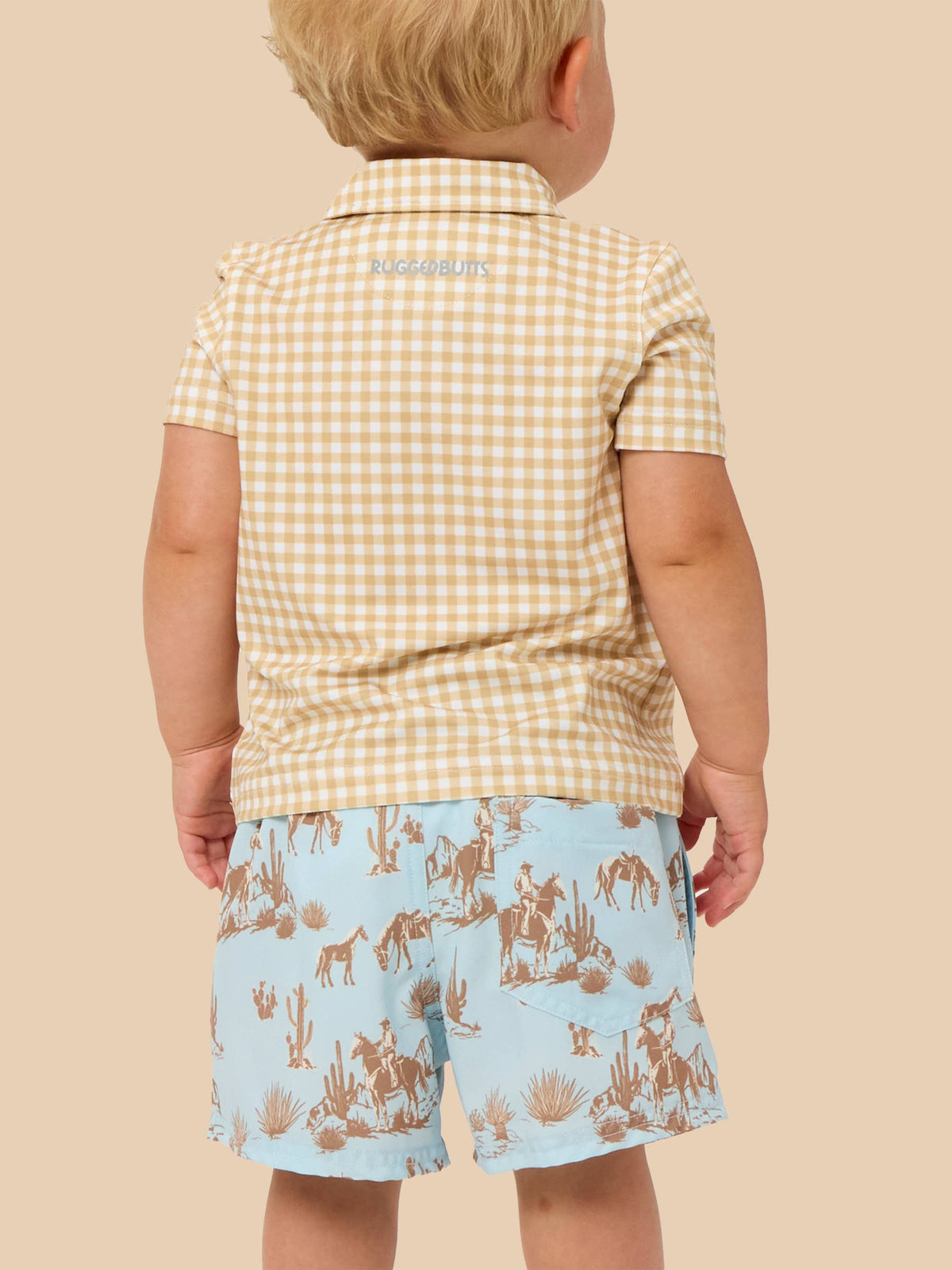 Boys Blue Western Trail Toile Performance Court Shorts