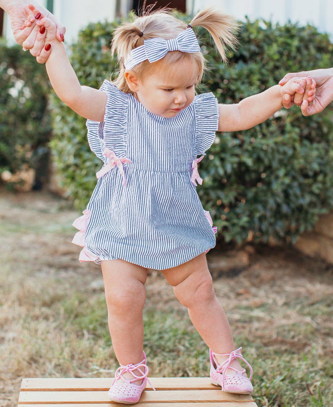Blue Ruffle Bubble Romper