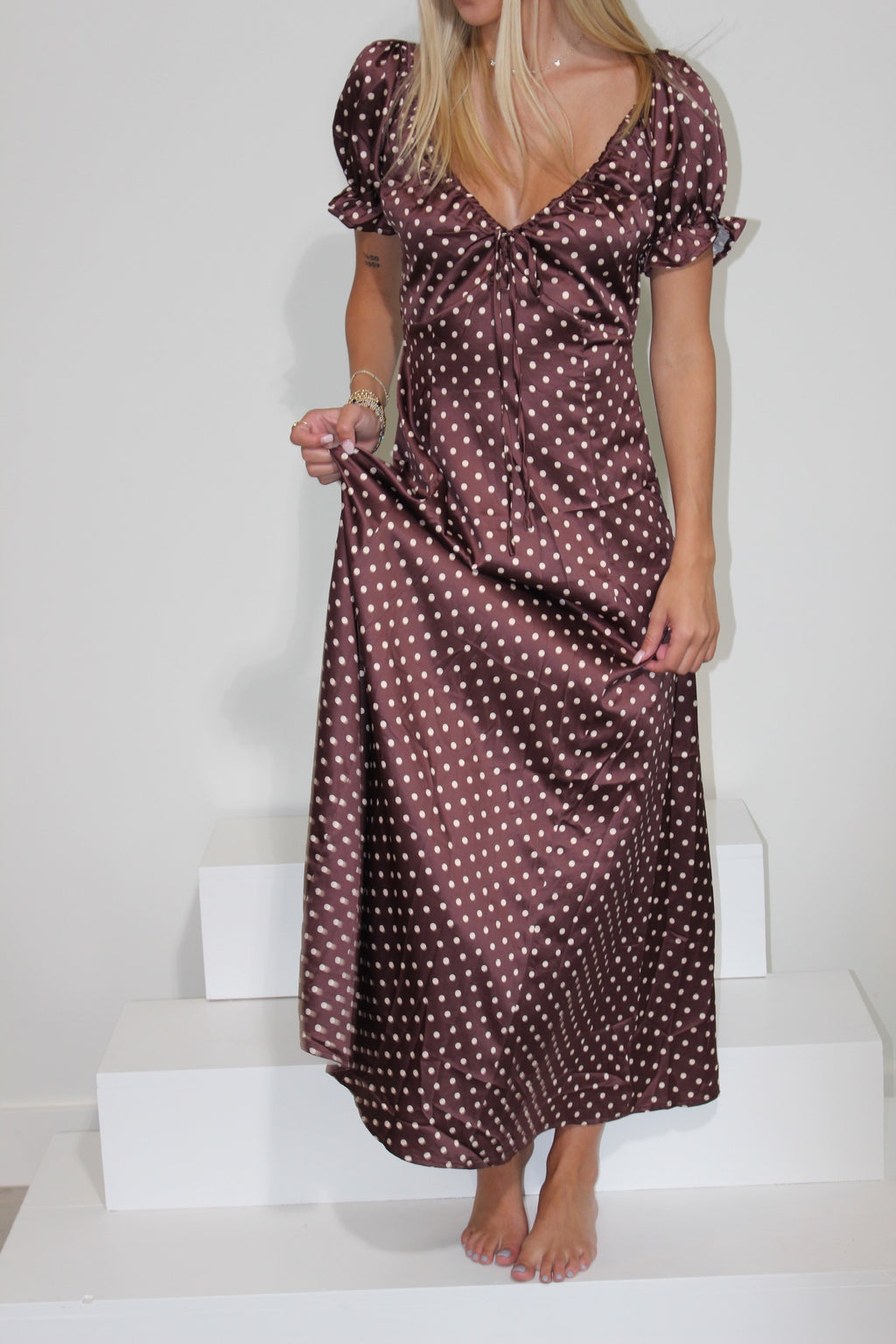 Polka Dot Short Sleeve Maxi