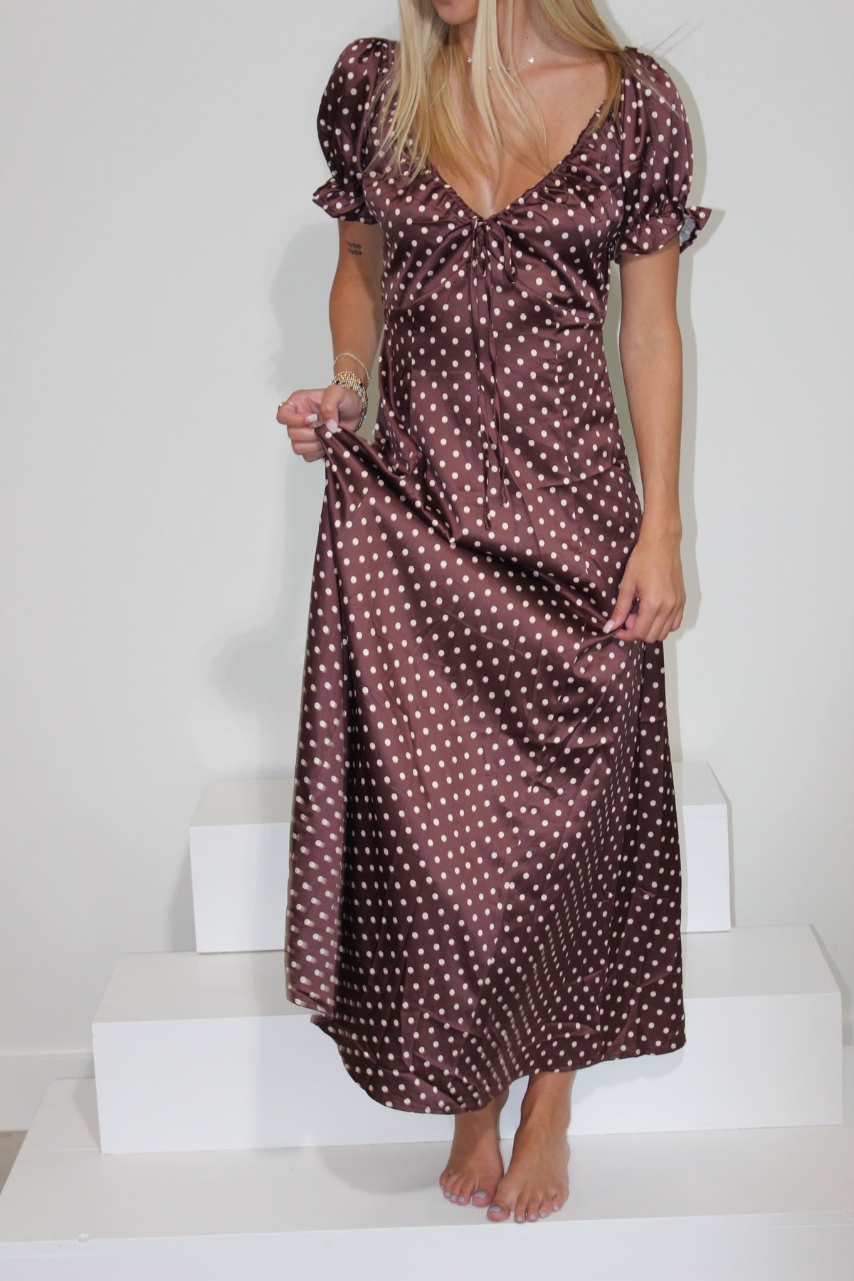 Polka Dot Short Sleeve Maxi