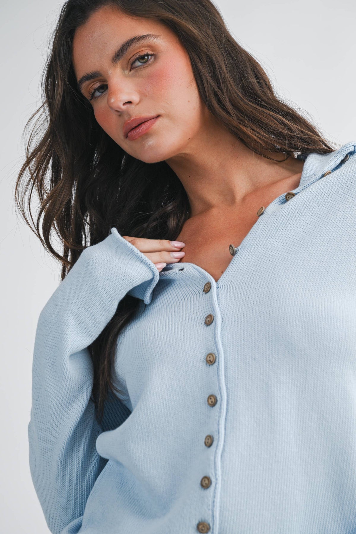 Button Cropped Sweater
