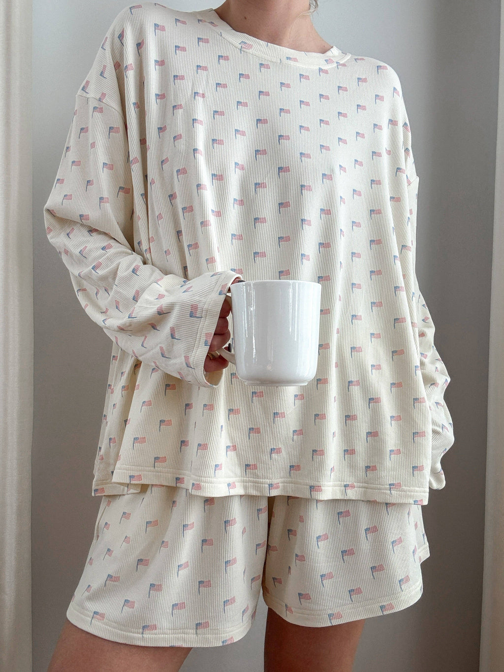 White American Flag Pajama Pattern Shorts