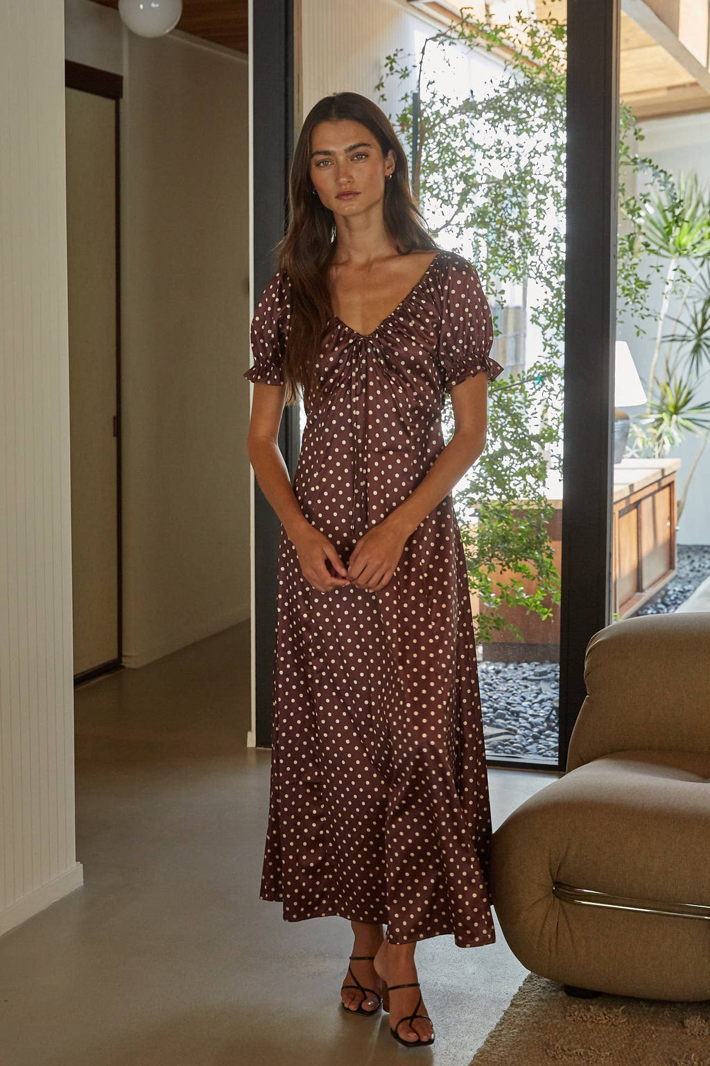 Polka Dot Short Sleeve Maxi