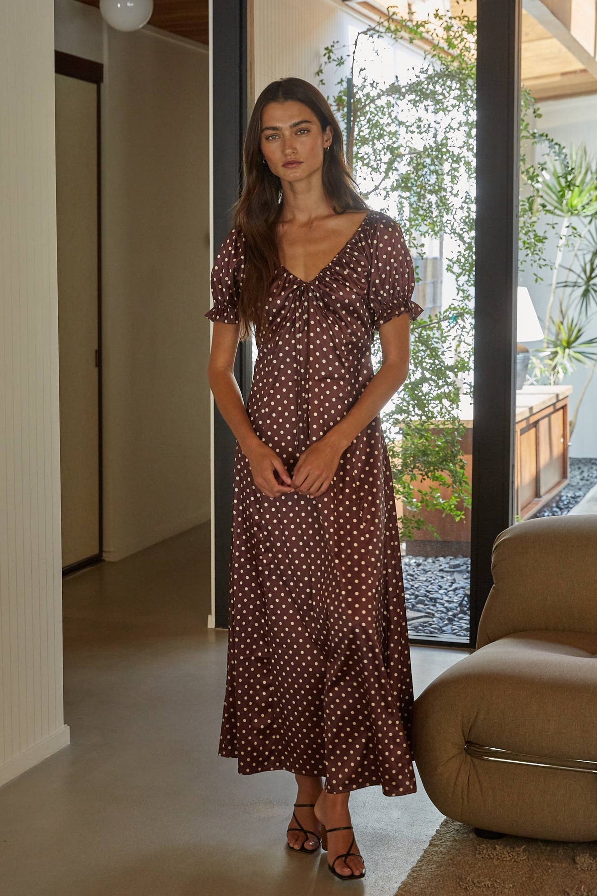 Polka Dot Short Sleeve Maxi