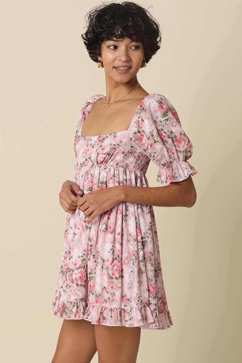 Briley Floral Puff-Sleeve Dress