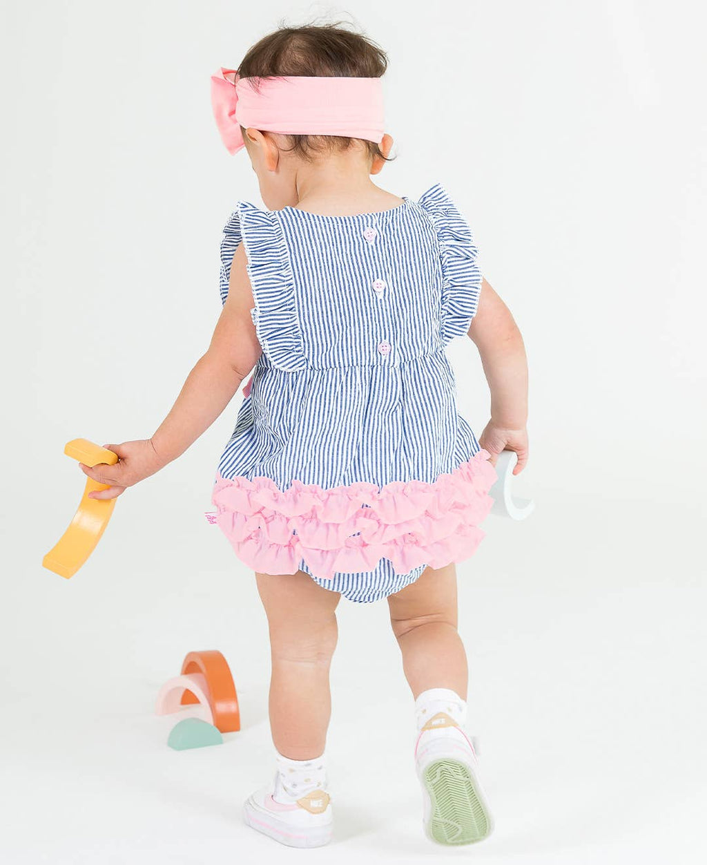Blue Ruffle Bubble Romper