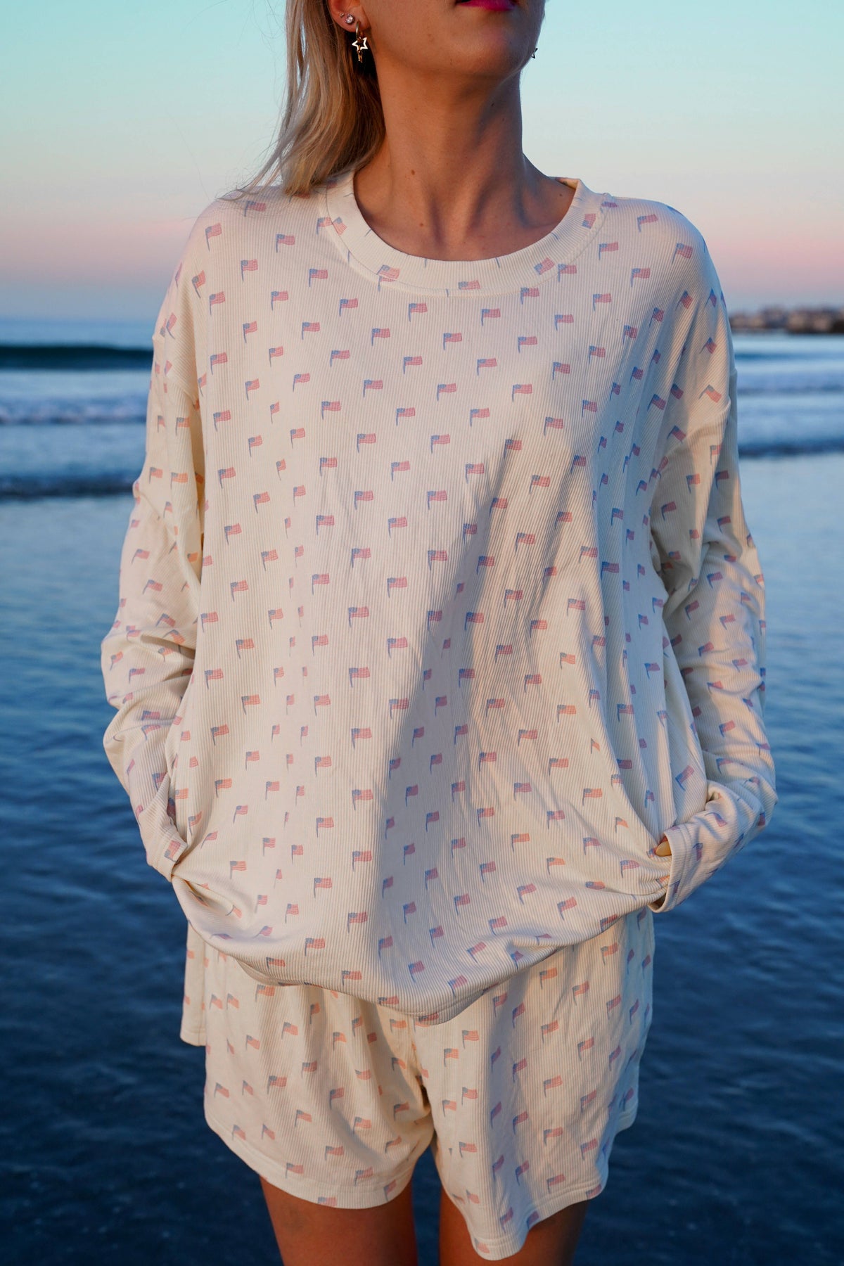 White American Flag Pajama Pattern Shorts