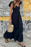 V-Neck Smocked Maxi Dress