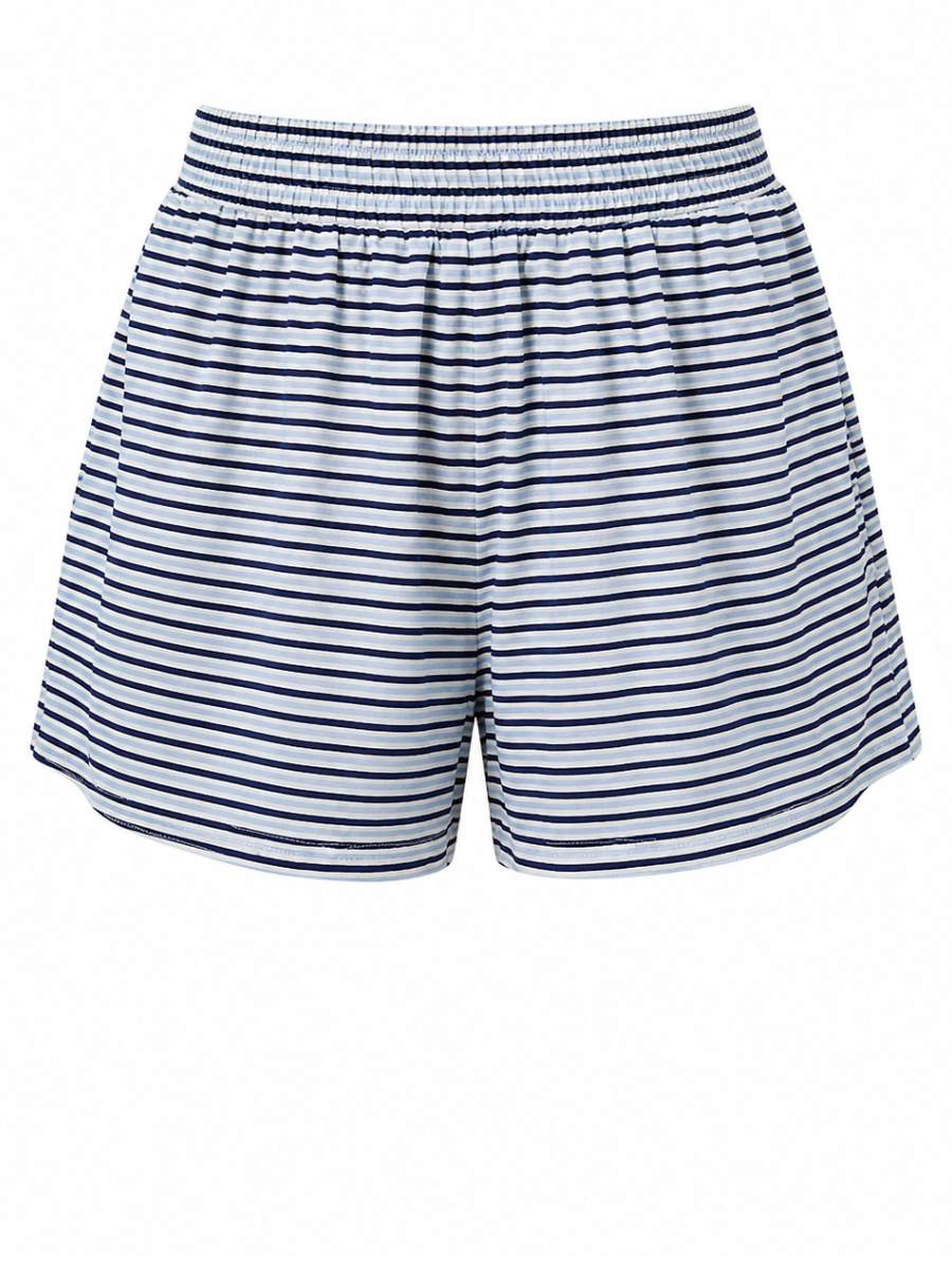 Harbor Blue Striped Loungewear Flare Shorts
