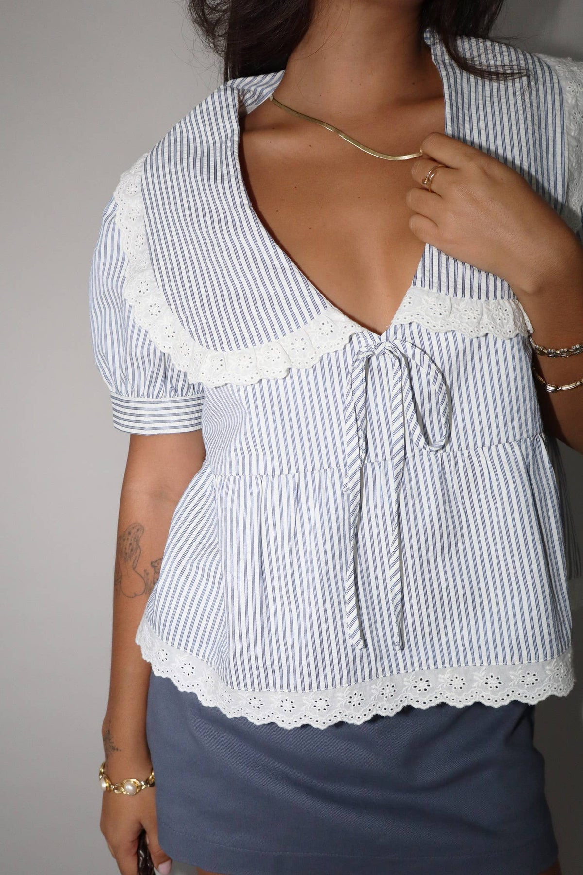 Striped Lace Blouse