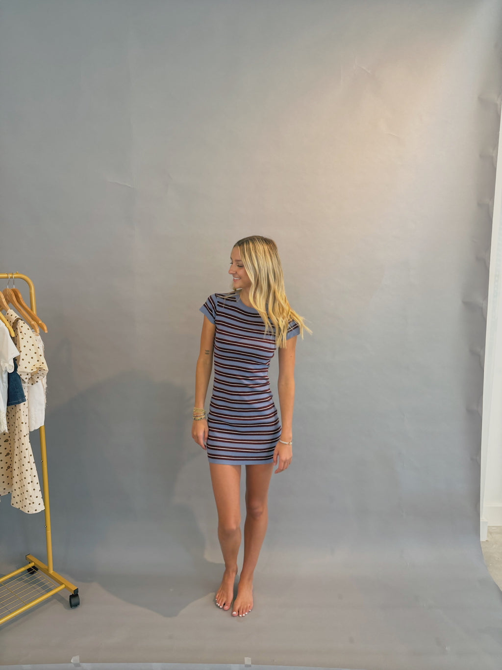 Crewneck Striped Mini Dress