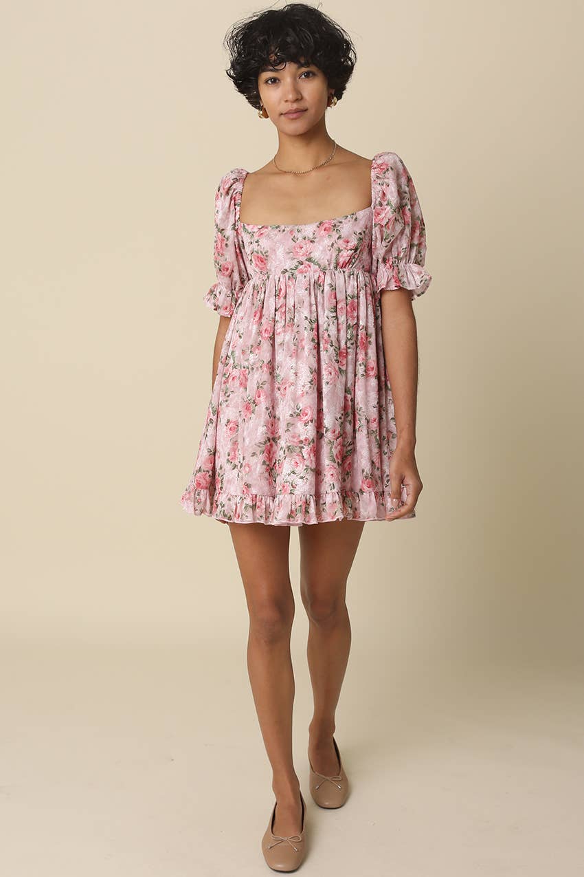 Briley Floral Puff-Sleeve Dress