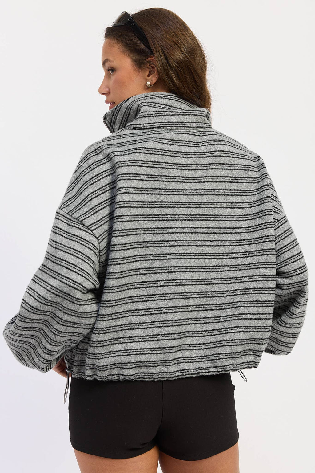 Half Zip Oversized Sweater with Cord