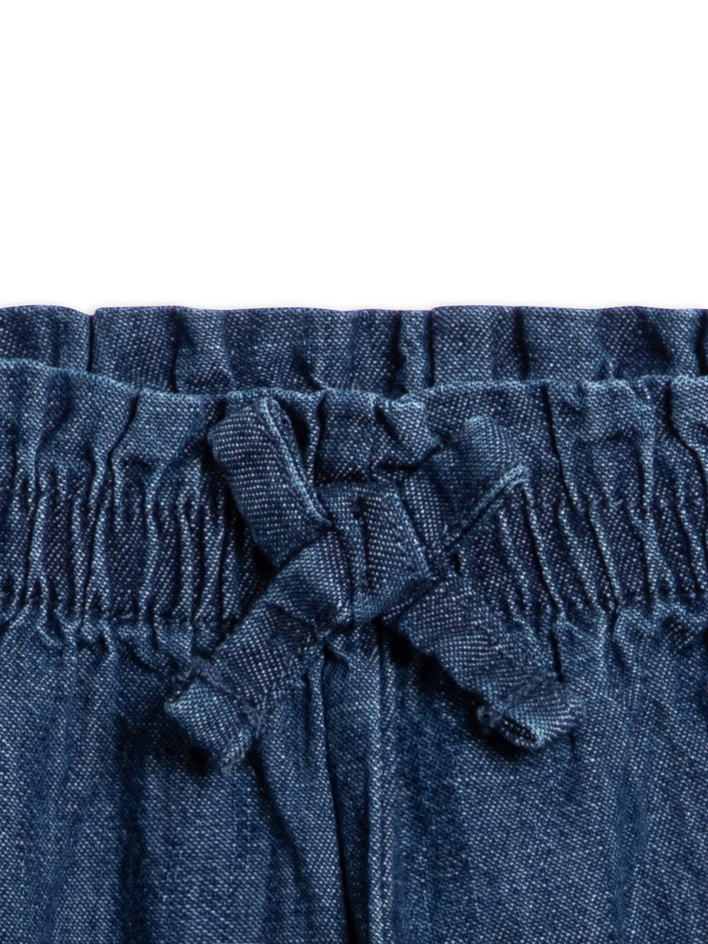Rumi Chambray Ruffle Waist Wide Leg Pant - Chambray