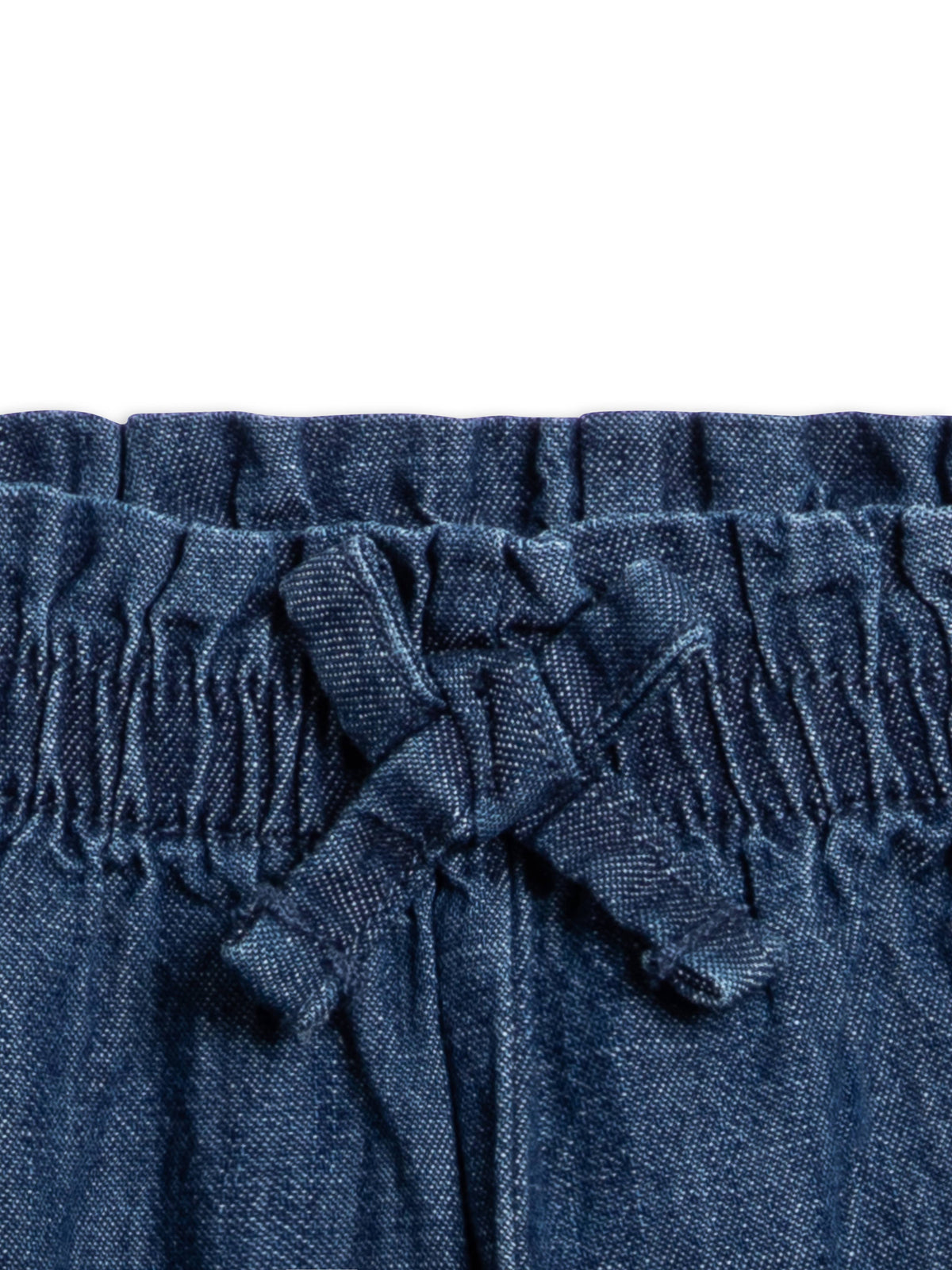 Rumi Chambray Ruffle Waist Wide Leg Pant - Chambray