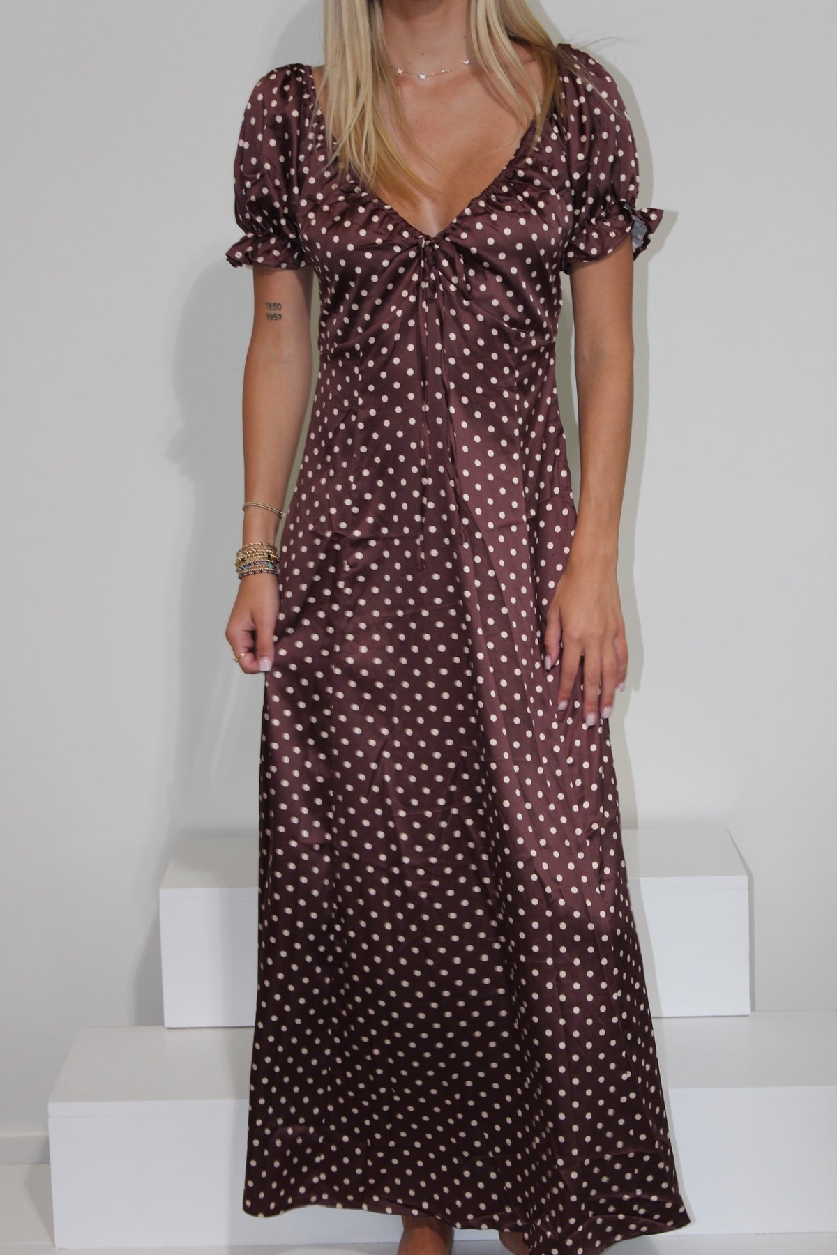 Polka Dot Short Sleeve Maxi