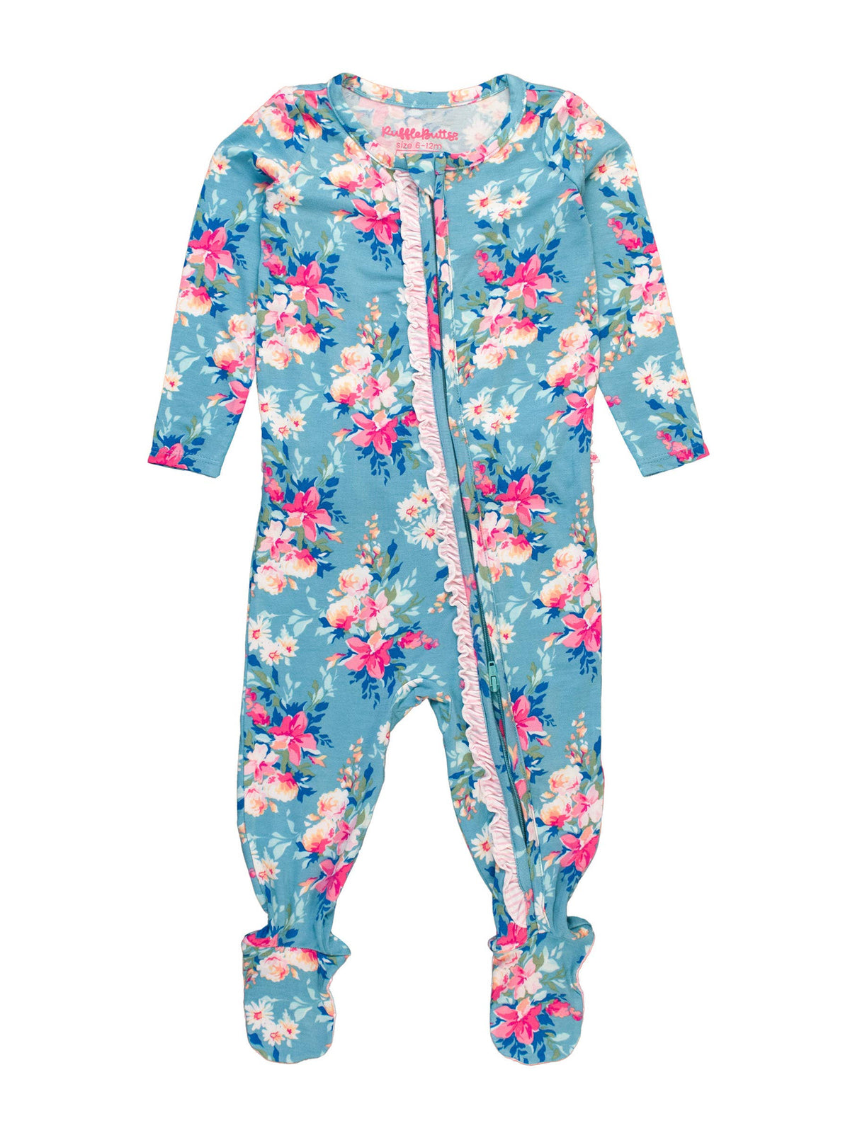 Floral Footed Ruffle One Piece Pajama