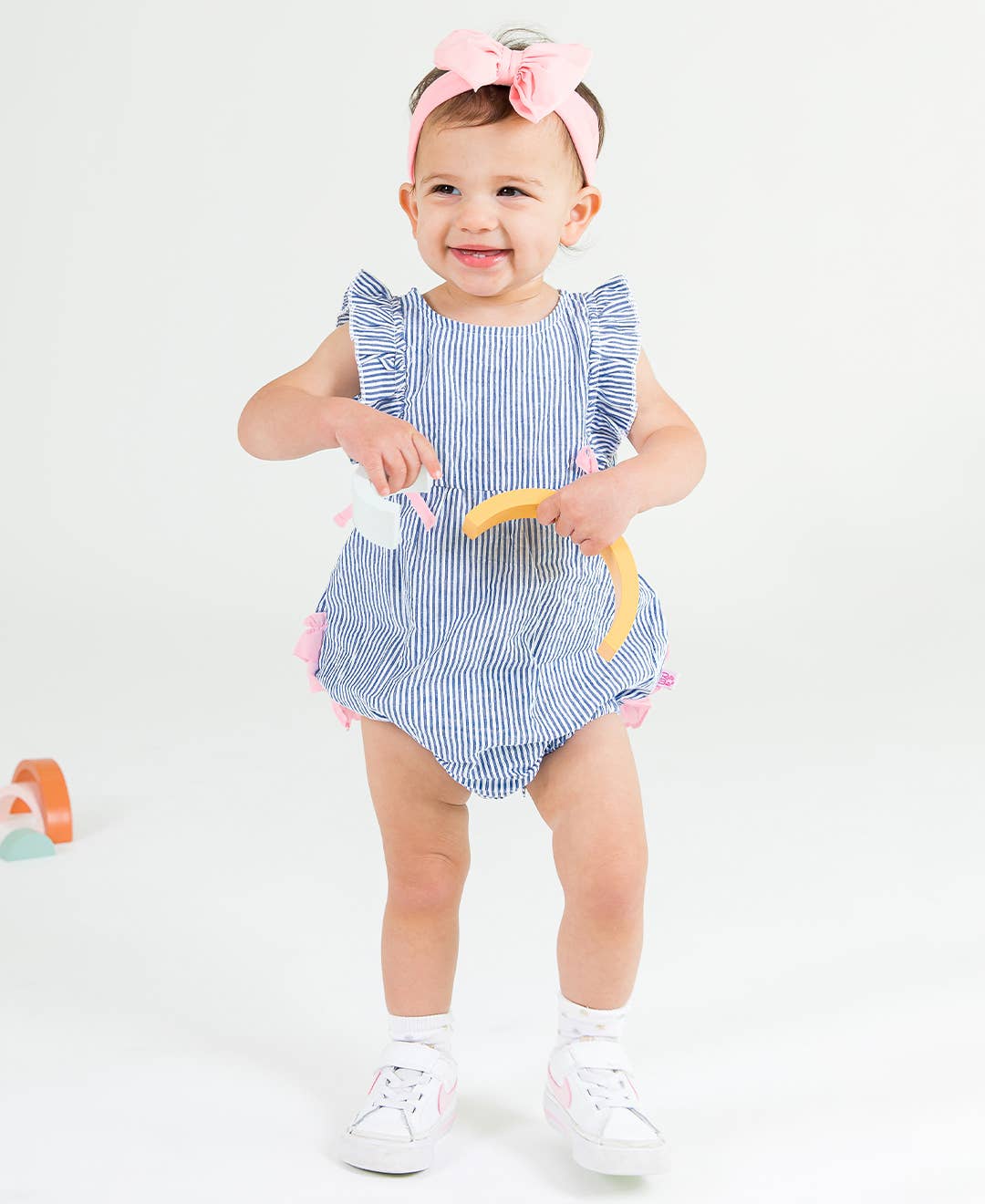 Blue Ruffle Bubble Romper