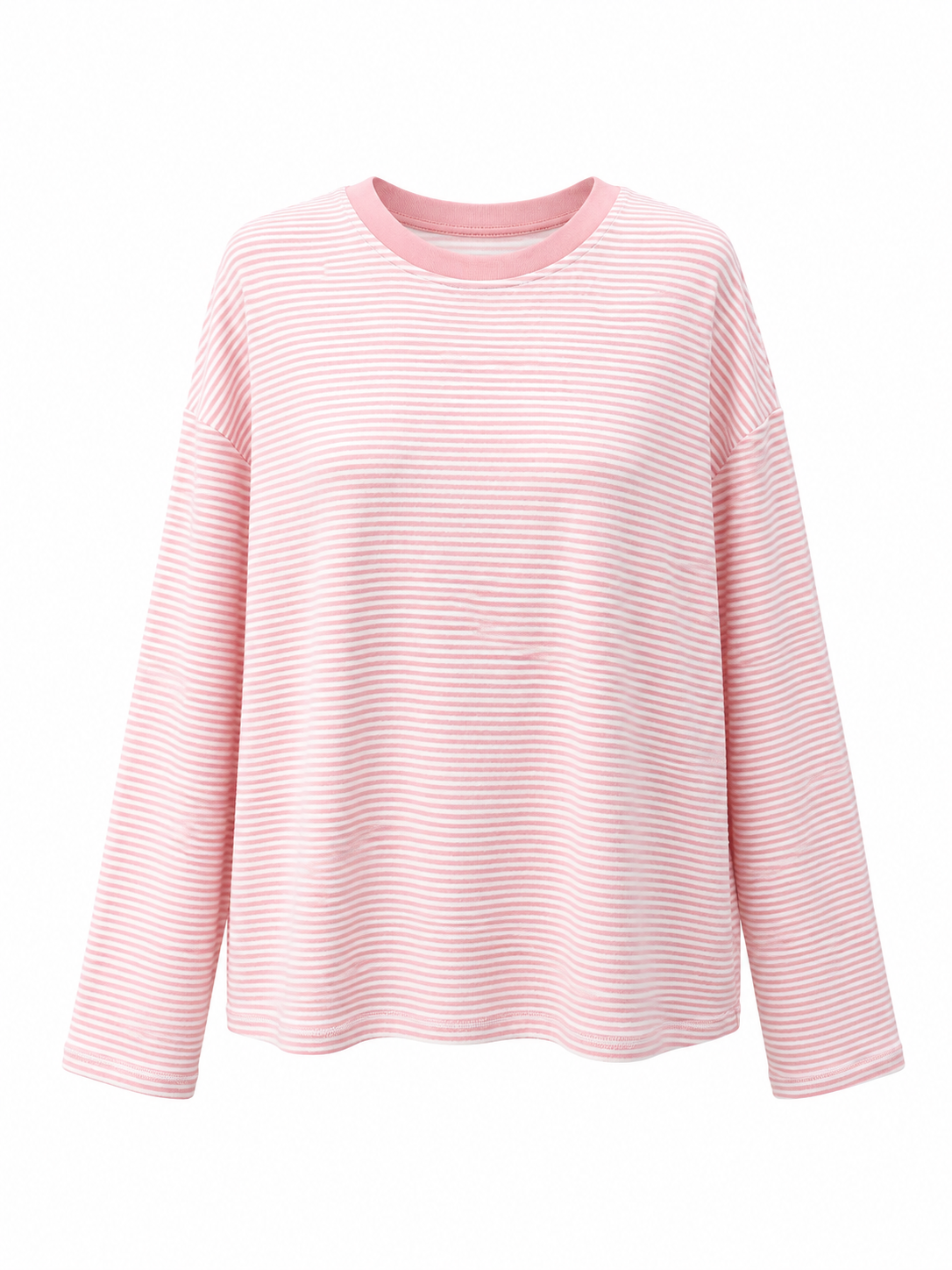 Pale Pink Striped Loungewear Long Sleeve Top