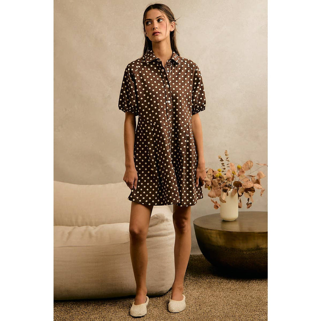 Twill Puff Sleeve Mini