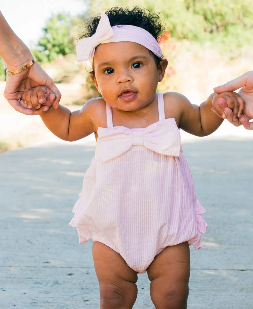 Pink Seersucker Bubble Romper