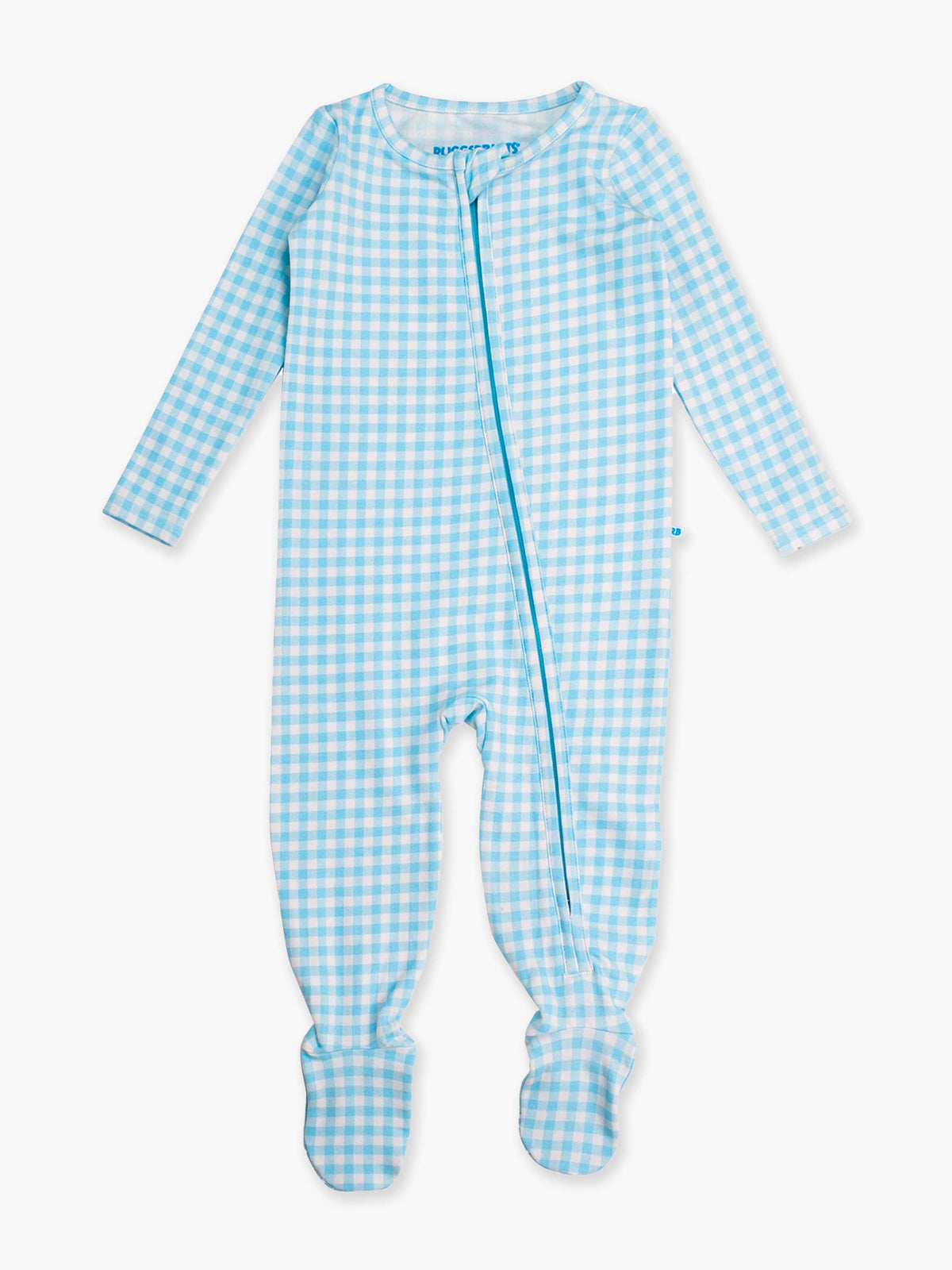 Blue Breeze Gingham Footed Onesie