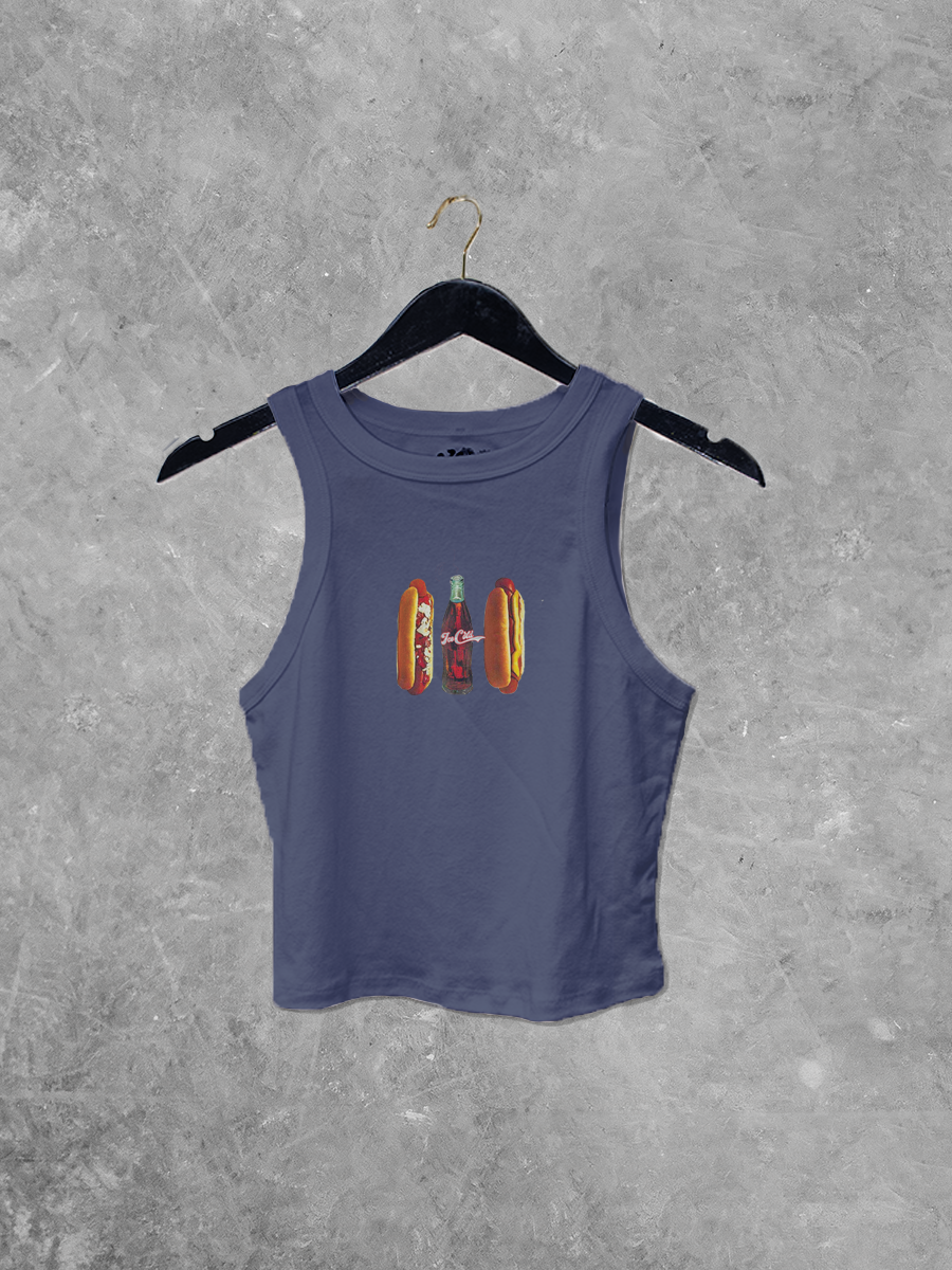 Hots Dogs & Ice Cold Drink, Americana Summer Micro-Ribbed Tank
