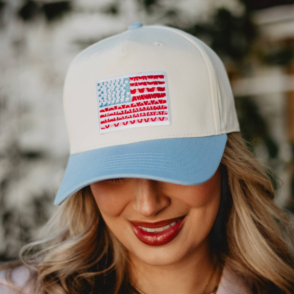 American Flag Two-Toned Fitted Hat