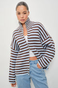 Zane Striped Mock Neck Zip-Up Jacket