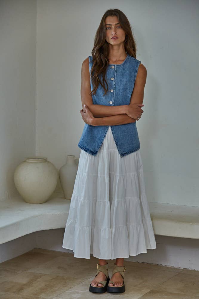 Denim Button Down Vest