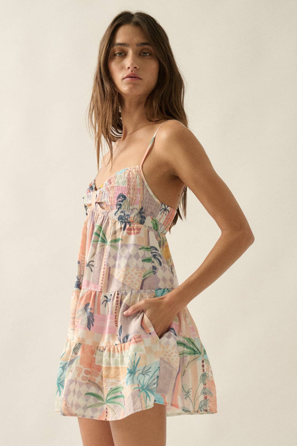 Tropical Smocked Sweetheart Romper