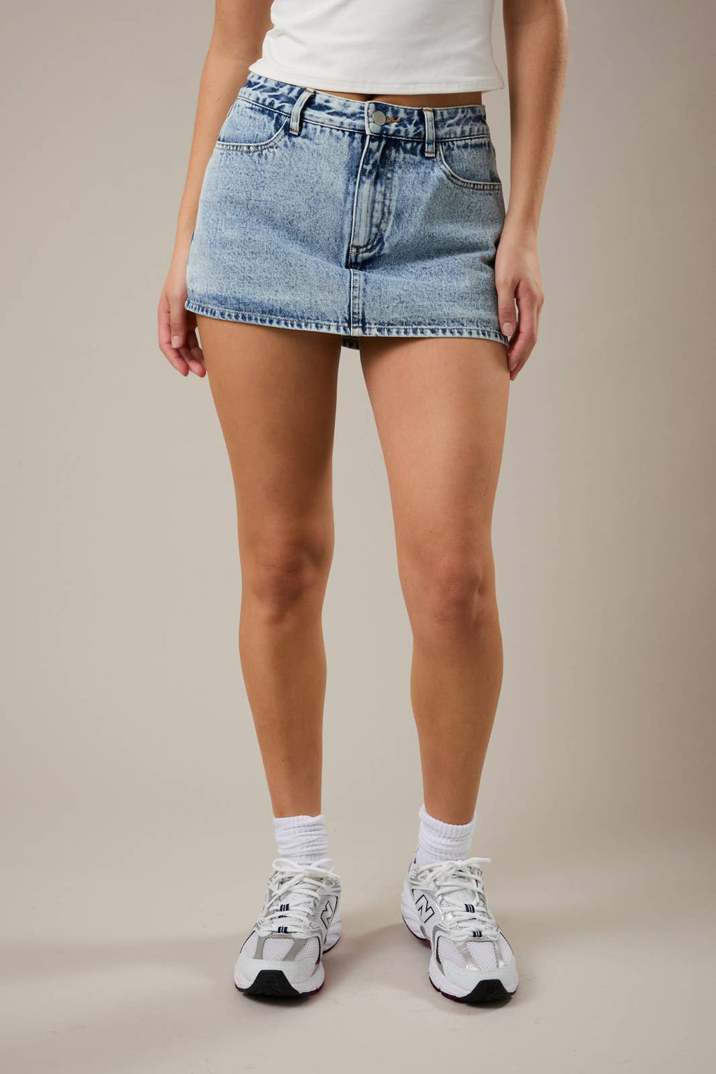 Mid Waist Denim Skort
