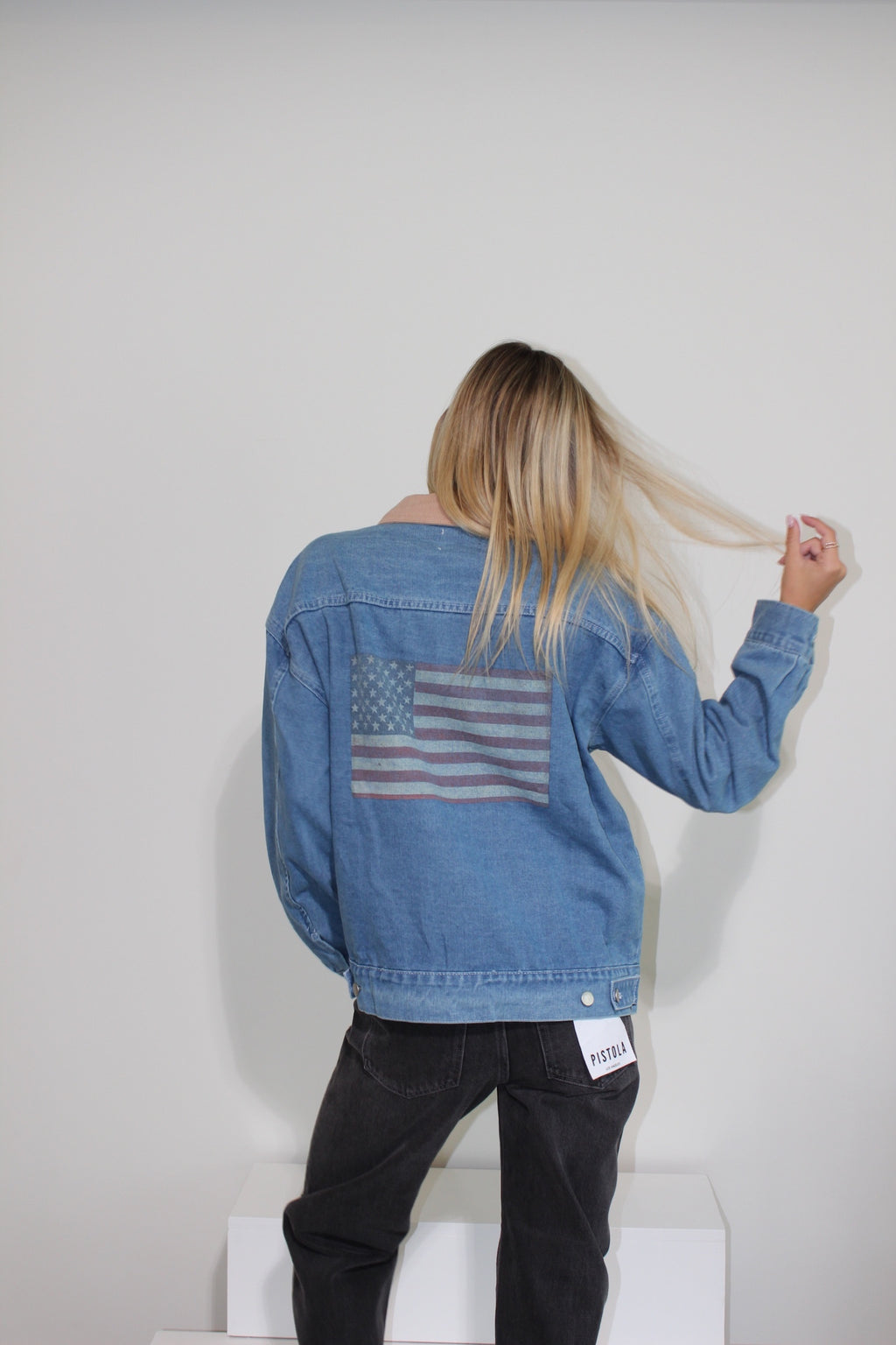Oversized Denim Flag Jacket