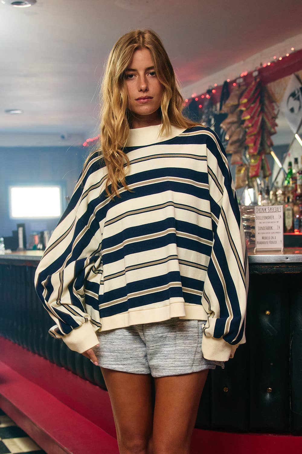 Striped Oversized Crewneck Top