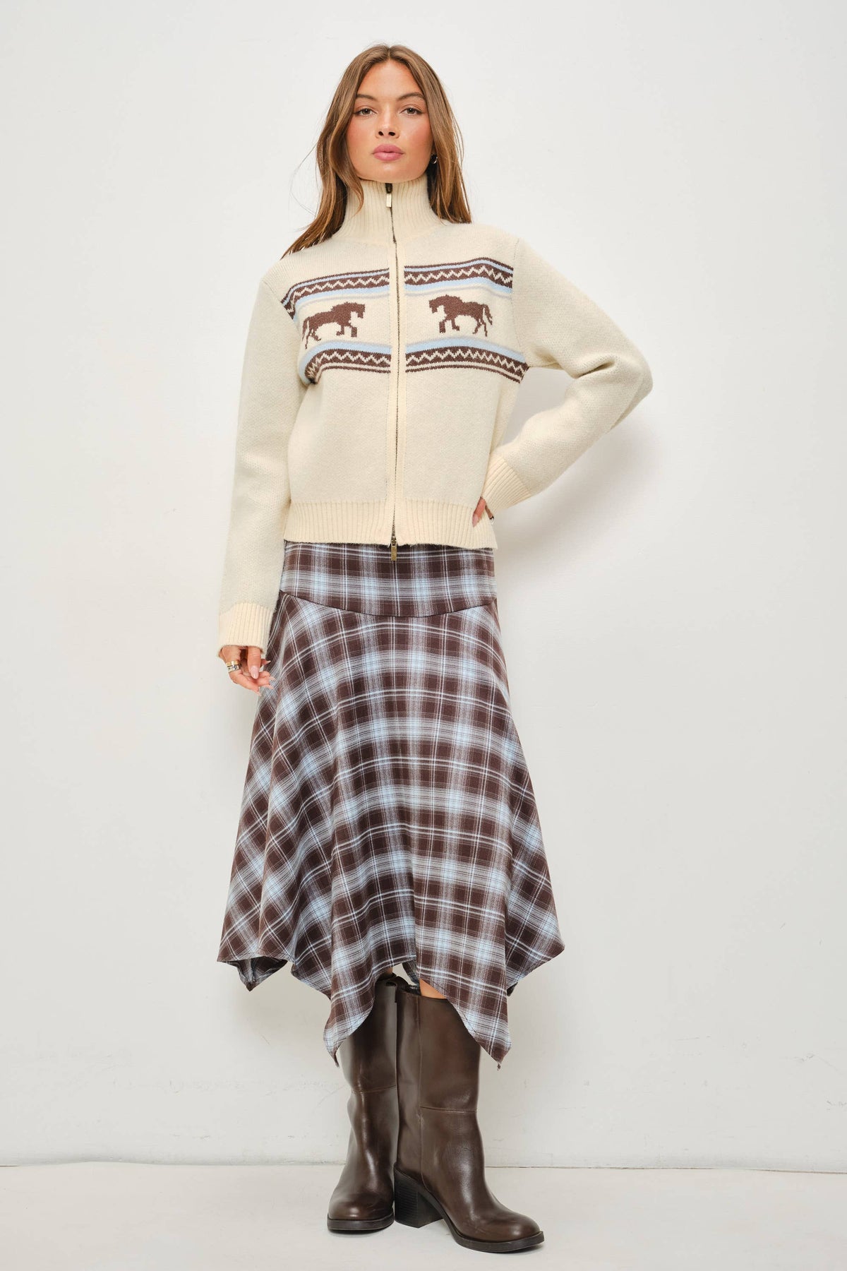 Horse Zip-Up Sweater Jacket