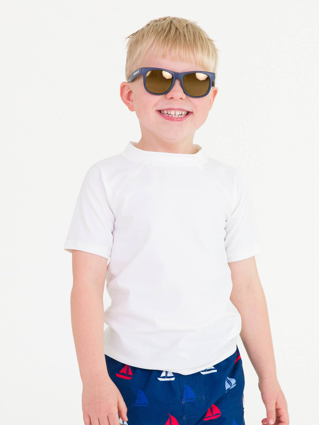 White Short Sleeve Swim Shirt