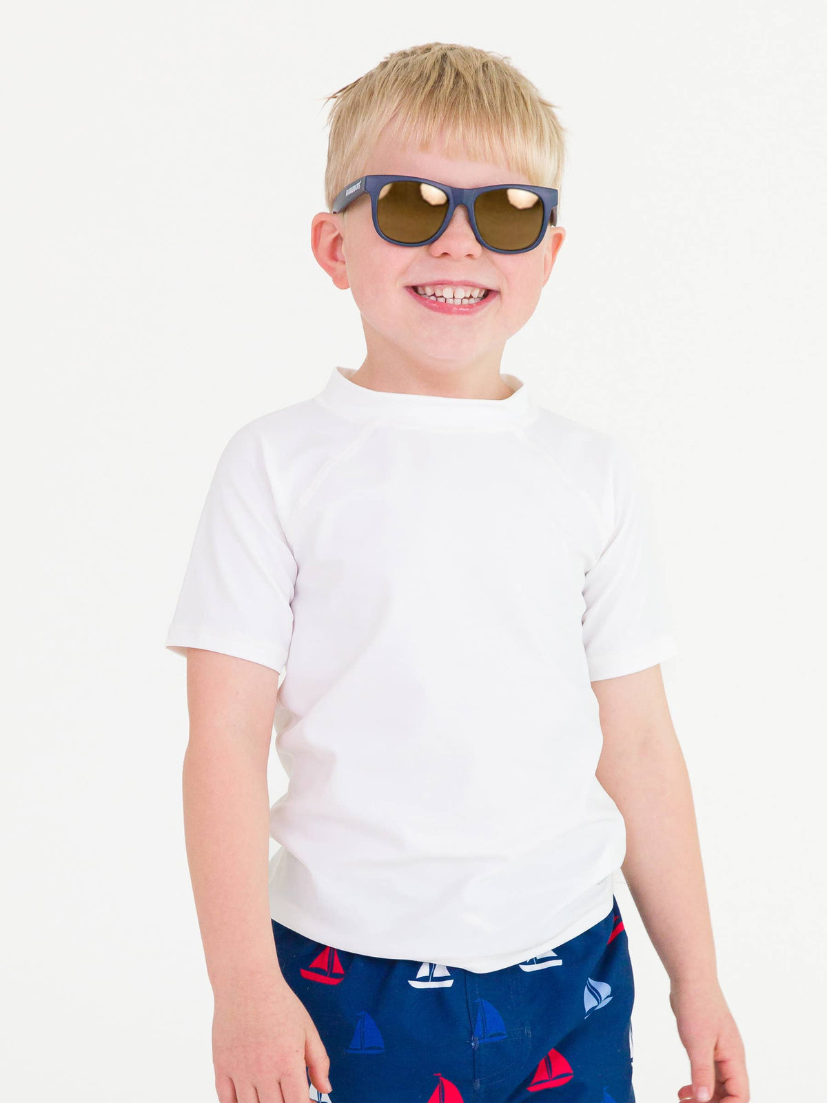 White Short Sleeve Swim Shirt
